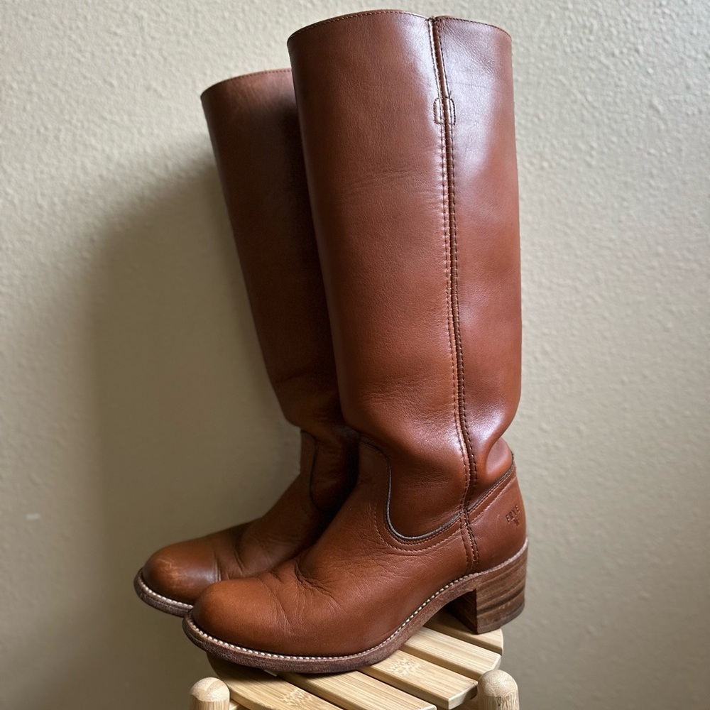 Frye Campus Cognac Leather Heeled Boots